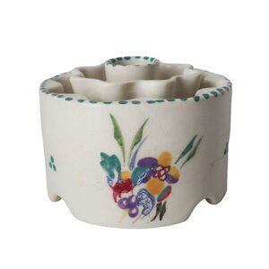 1920s Poole England Art Deco Flower Frog Hand-Painted Floral Pottery Signed